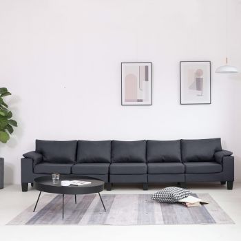 Canapea cu 5 locuri gri inchis material textil