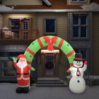 Decorațiune gonflabilă Moș Crăciun și om de zăpadă LED 223 cm