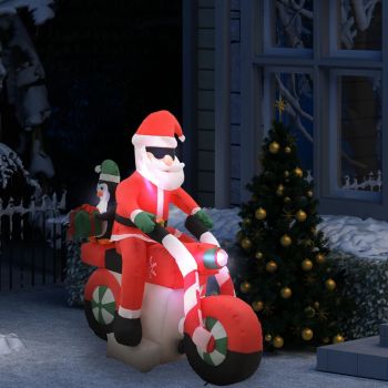Moș Crăciun pe motocicletă gonflabil LED IP44 160 cm