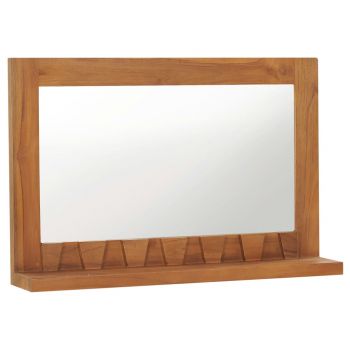 Oglindă de perete cu raft 60x12x40 cm lemn masiv de tec