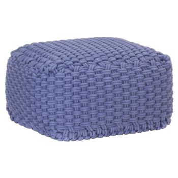 Puf tricotat manual albastru 50x50x30 cm bumbac