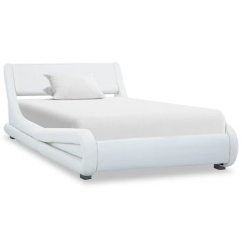 Cadru de pat alb 90 x 200 cm piele ecologică
