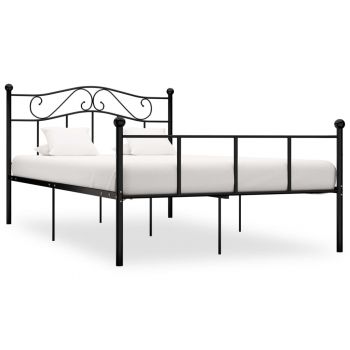 Cadru de pat negru 140 x 200 cm metal ieftin