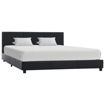 Cadru de pat negru 160 x 200 cm piele ecologică