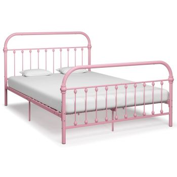 Cadru de pat roz 160 x 200 cm metal