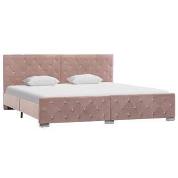 Cadru de pat roz 180 x 200 cm material textil