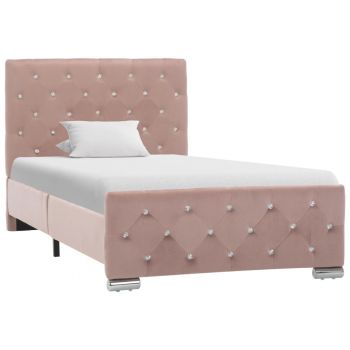 Cadru de pat roz 90 x 200 cm material textil