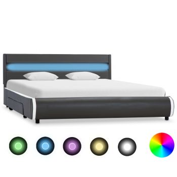 Cadru pat cu LED antracit 140 x 200 cm piele ecologică