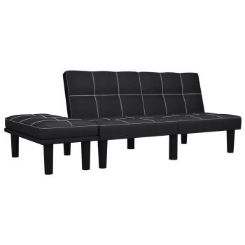 Canapea cu 2 locuri negru material textil