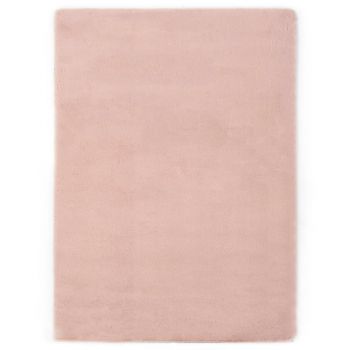 Covor roz invechit 120 x 160 cm blană ecologică de iepure ieftin