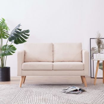 Canapea cu 2 locuri crem material textil ieftina