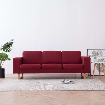 Canapea cu 3 locuri bordo material textil ieftina