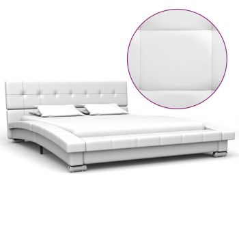 Cadru de pat alb 200 x 120 cm piele artificială
