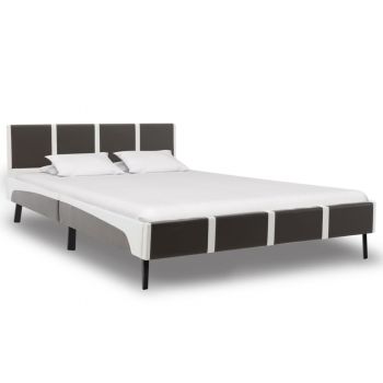 Cadru de pat gri și alb 160 x 200 cm piele ecologică