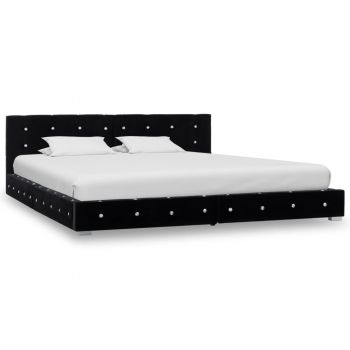 Cadru de pat negru 160 x 200 cm catifea