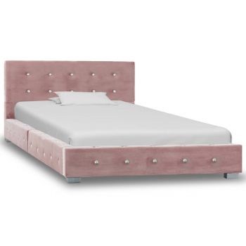 Cadru de pat roz 90 x 200 cm catifea