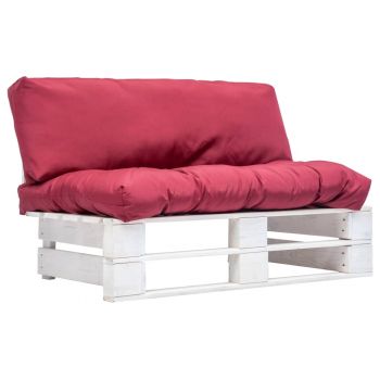 Canapea de grădină din paleți cu perne roșii lemn de pin ieftina