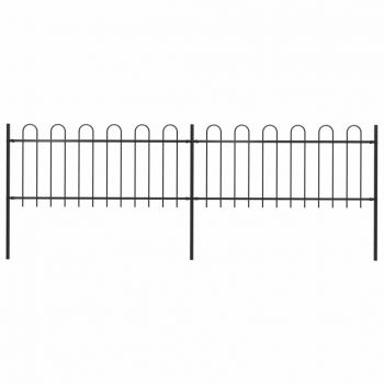 Gard de grădină cu vârf curbat negru 34 x 08 m oțel