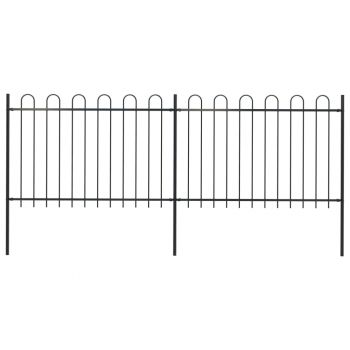 Gard de grădină cu vârf curbat negru 34 x 12 m oțel