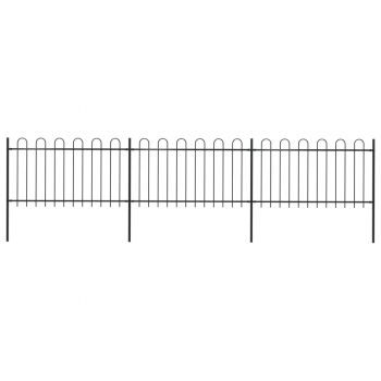 Gard de grădină cu vârf curbat negru 51 x 1 m oțel