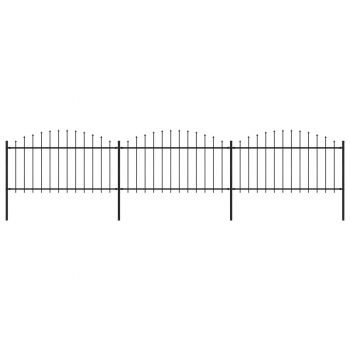 Gard de grădină cu vârf suliță negru (125-15)x51 m oțel