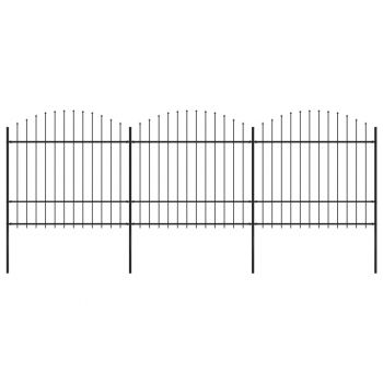 Gard de grădină cu vârf suliță negru (15-175)x51 m oțel