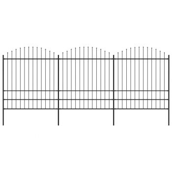 Gard de grădină cu vârf suliță negru (175-2) x 51 m oțel