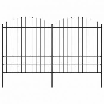 Gard de grădină cu vârf suliță negru (175-2)x34 m oțel