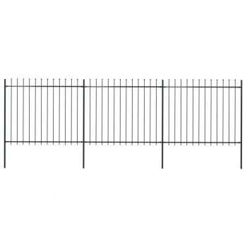 Gard de grădină cu vârf suliță negru 51 x 15 m oțel