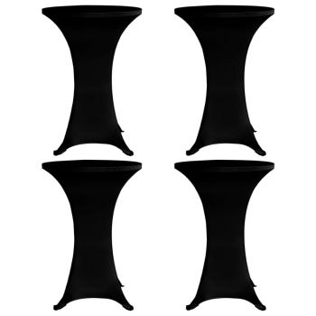 Husă de masă cu picior 4 buc. negru Ø80 cm elastic