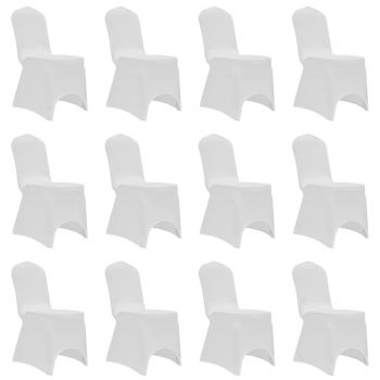 Huse elastice pentru scaun 12 buc. alb