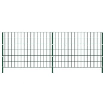 Panou de gard cu stâlpi verde 34 x 12 m fier