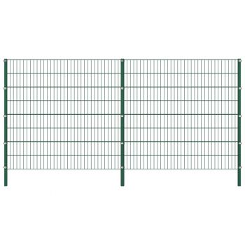 Panou de gard cu stâlpi verde 34 x 16 m fier
