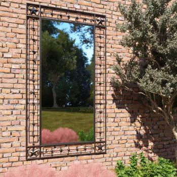 Oglindă de perete de grădină negru 60x110 cm dreptunghiular