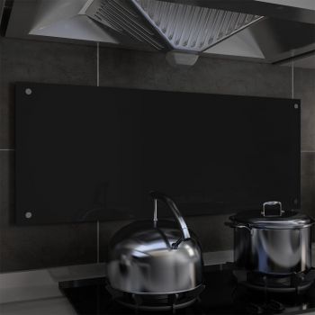 Panou antistropi bucătărie negru 100x40 cm sticlă securizată