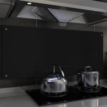 Panou antistropi bucătărie negru 120x50 cm sticlă securizată