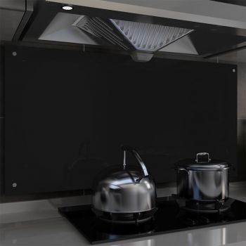 Panou antistropi bucătărie negru 120x60 cm sticlă securizată ieftina