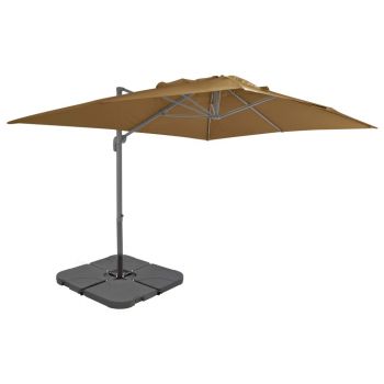 Umbrelă de exterior cu bază portabilă gri taupe
