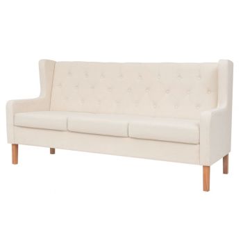 Canapea cu 3 locuri material textil alb crem ieftina