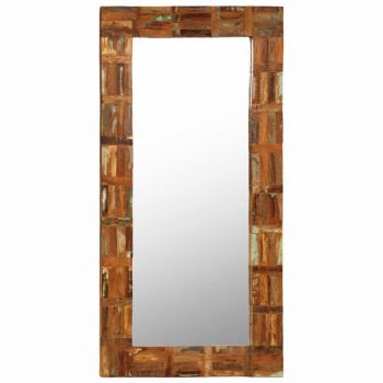Oglindă de perete lemn masiv reciclat 60 x 120 cm