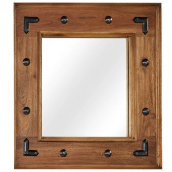 Oglindă lemn masiv de salcâm 50 x 50 cm