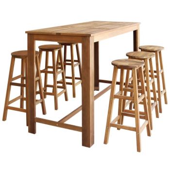 Set masă și scaune de bar 7 piese lemn masiv de acacia