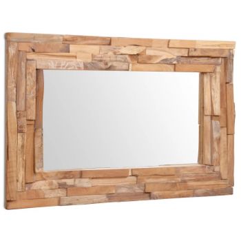 Oglindă decorativă din lemn de tec 90 x 60 cm dreptunghiular