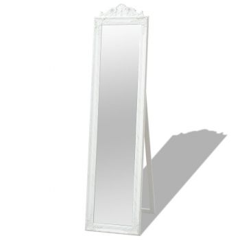 Oglindă in stil baroc independentă alb 160 x 40 cm ieftina