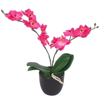 Plantă artificială orhidee cu ghiveci 30 cm roșu