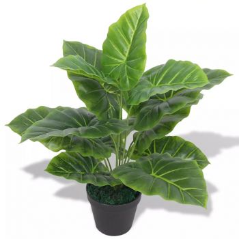 Plantă artificială Taro cu ghiveci 45 cm verde