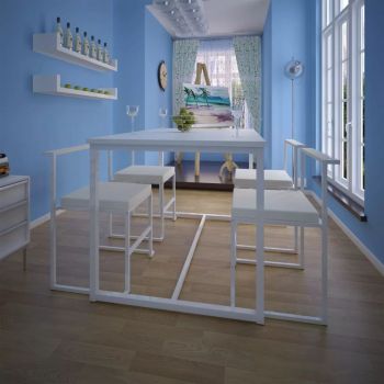 Set masă și scaune de bucătărie 5 piese alb