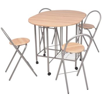 Set masă și scaune de bucătărie pliabile din MDF 5 piese