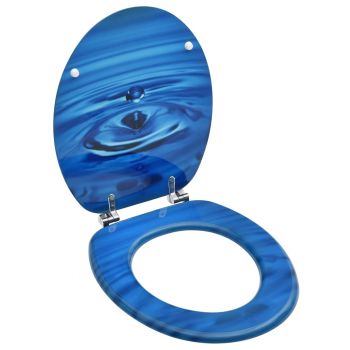 Capac WC MDF albastru model strop de apă