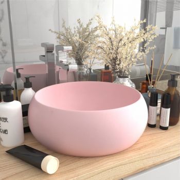 Chiuvetă de baie lux roz mat 40x15 cm ceramică rotund ieftin